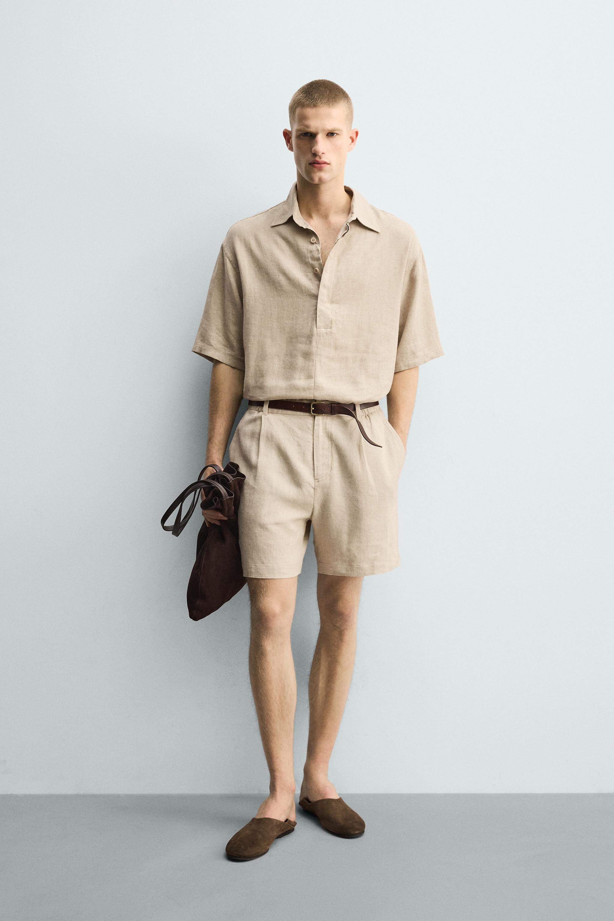 RELAXED FIT LINEN BLEND SHORTS